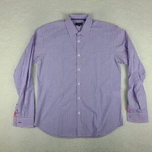 Jeremy Argyle NYC Shirt Mens Large Blue‎ Purple Check Cotton Dress Button Up
